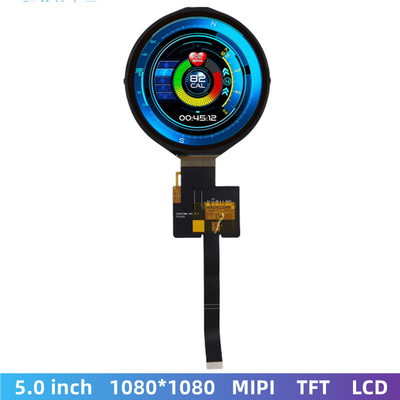 5 Inch Round LCD Display,  1080x1080 50 Pins MIPI Interface 350CD/M2