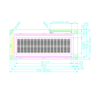16x2 Character Lcd Display STN BLUE / NEGATIVE 1/16 Duty 1/5 Bias DRIVING IC SPLC780