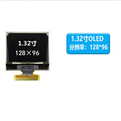 1.32 Inch Pmoled Display,  128x96 Resolution,  25 Pins 3/4 Spi I2c Interface,  White Blue Oled Display