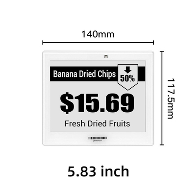 5.83 Inch Light Display อิเล็กทรอนิกส์ ราคาตรา E-Link Epaper 2.4GHz ESL ราคาตราสําหรับร้านค้าปลีก