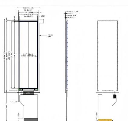 3.49" IPS TFT Module with TP 172X640 Resolution 8BIT/MIPI/SPI Interfac, Driver IC AXS15231B and 350 Brightness 16.7M